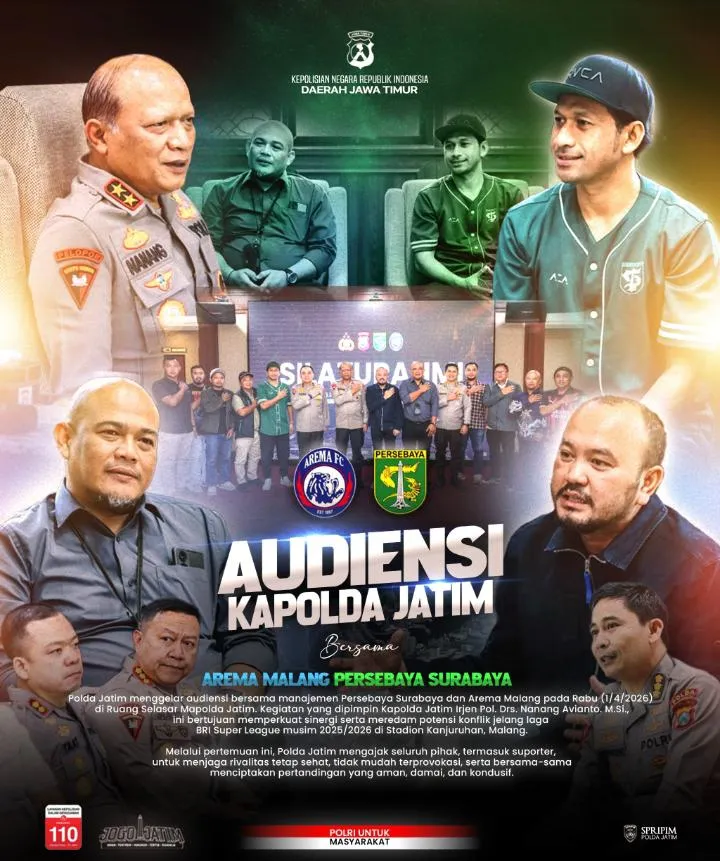Polda Jatim Fasilitasi Audiensi Persebaya dan Arema, Perkuat Sinergi Jelang Kompetisi